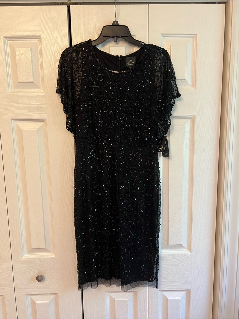Adriana Papell Black Sequin Cocktail Dress - size 4